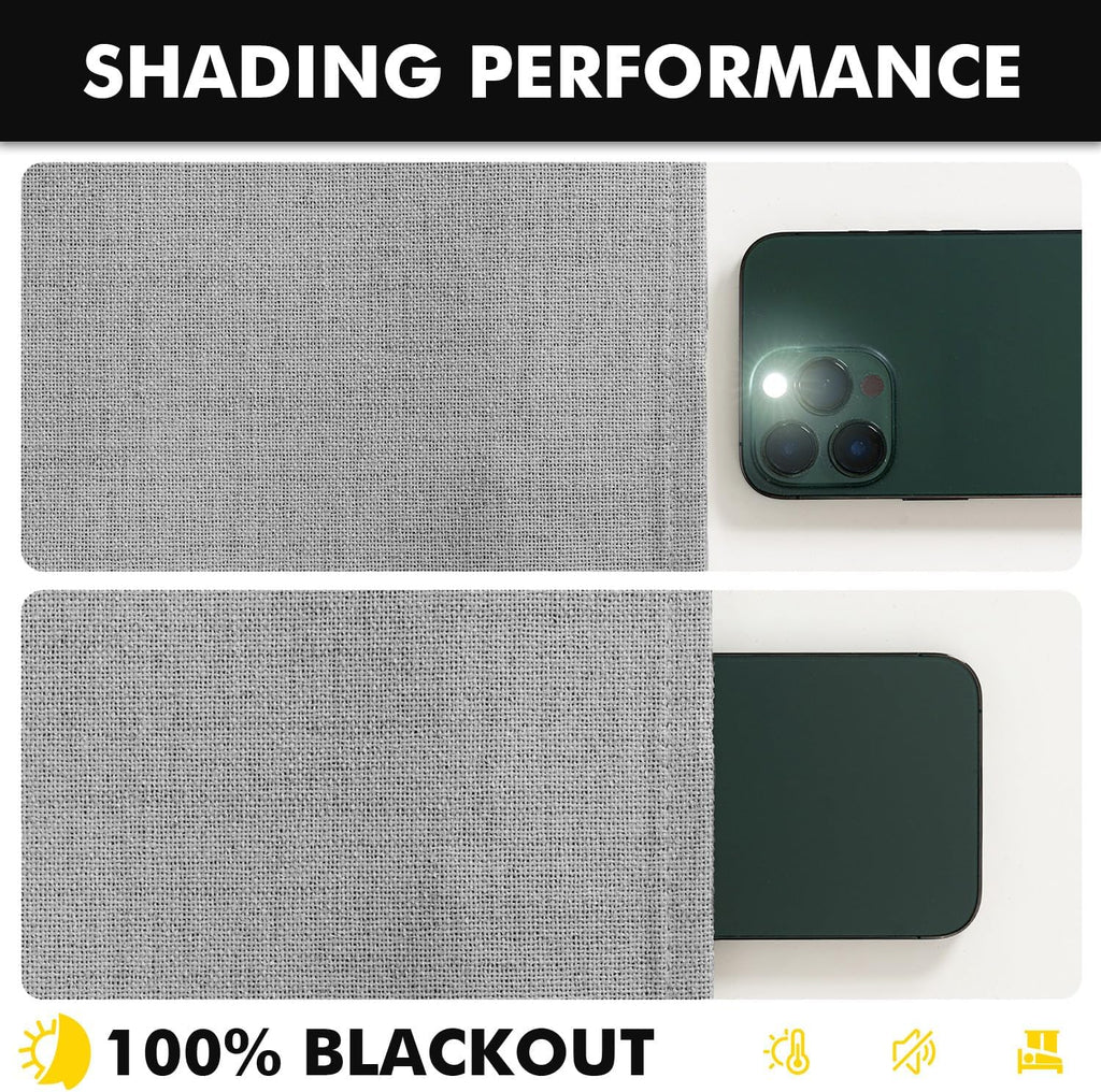 Miulee 100% Blackout Linen Curtains for Bedroom, Glacier Gray Solid Luxury Decor Thermal Insulation Room Darkening Drapes for Living Room N…