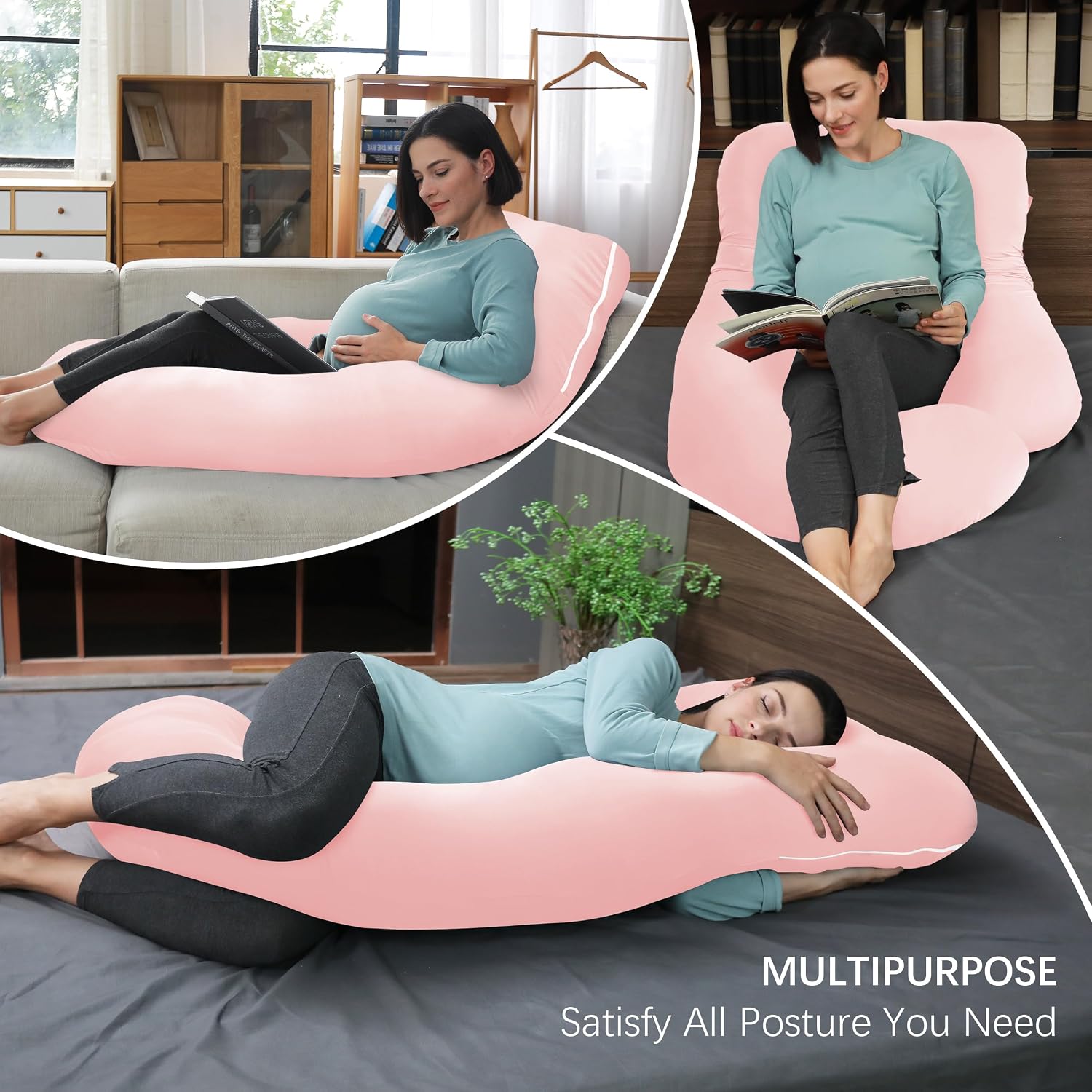 Moonpark MOON PARK Pregnancy Pillows for Sleeping - U Shaped Full Body Maternity Pillow with Removable Cover - Support for Back, Legs, Bell…
