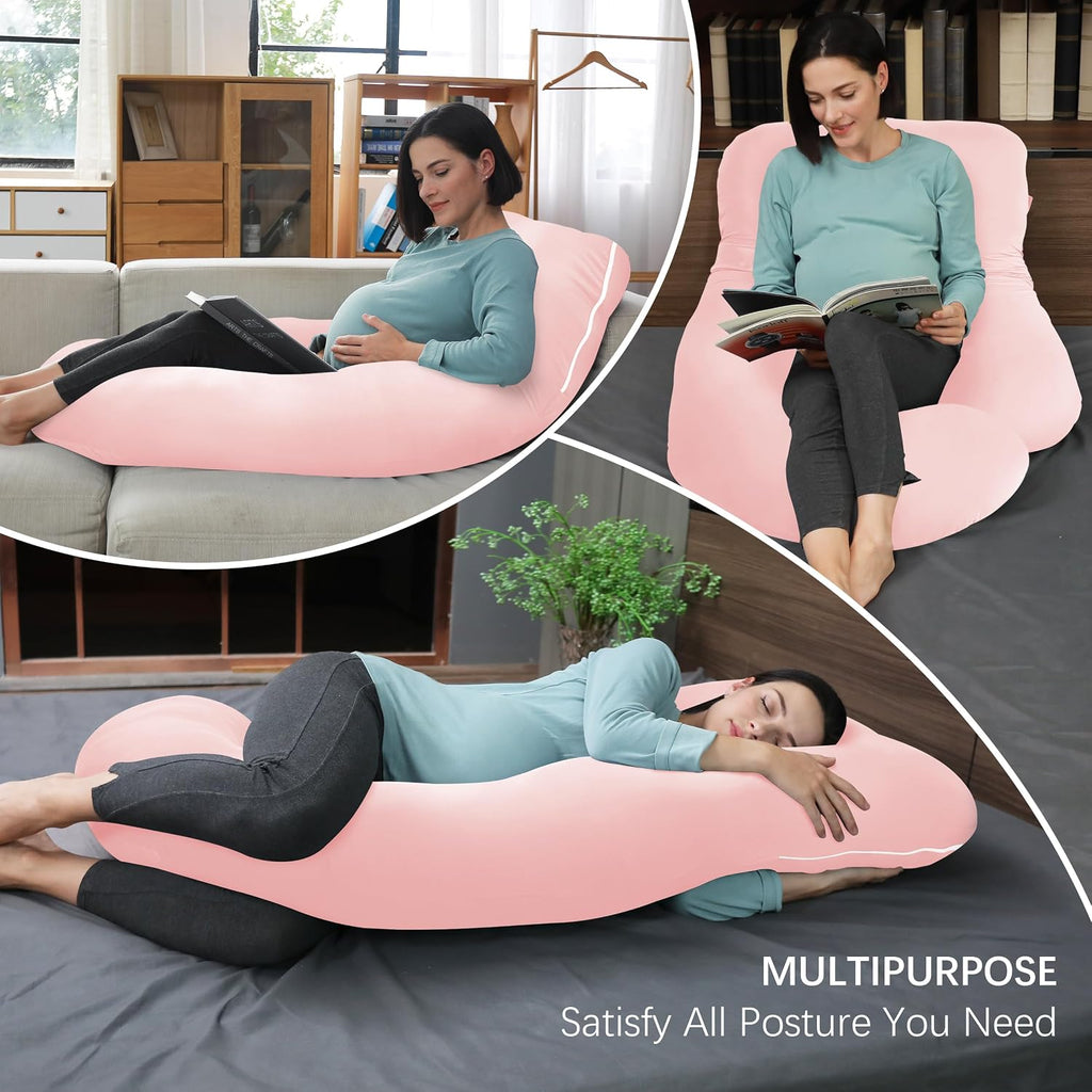 Moonpark MOON PARK Pregnancy Pillows for Sleeping - U Shaped Full Body Maternity Pillow with Removable Cover - Support for Back, Legs, Bell…