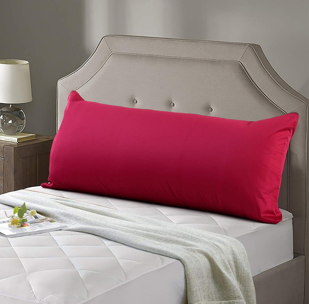 Evolive 300 Thread Count 100% Cotton Body Pillow Cover, 21" x 54", Soft Breathable Replacement Pillow Case with Hidden Zipper Closure (Red)…