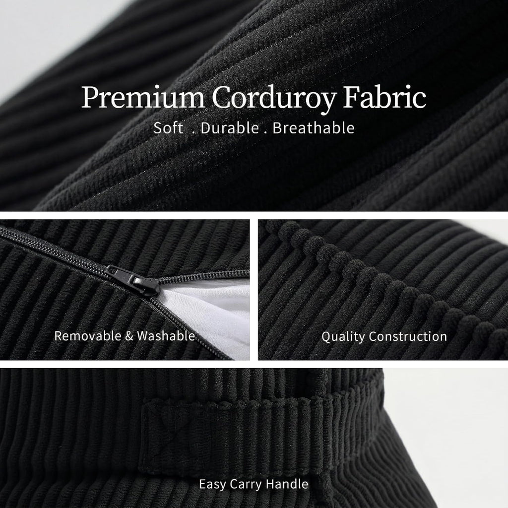 Ailuteie Pat. Pend. Corduroy Lumbar Support Pillow for Sitting, Triangle Cushion for Sofa, Couch or Bed, Reading Pillow for Gaming, Watchin…
