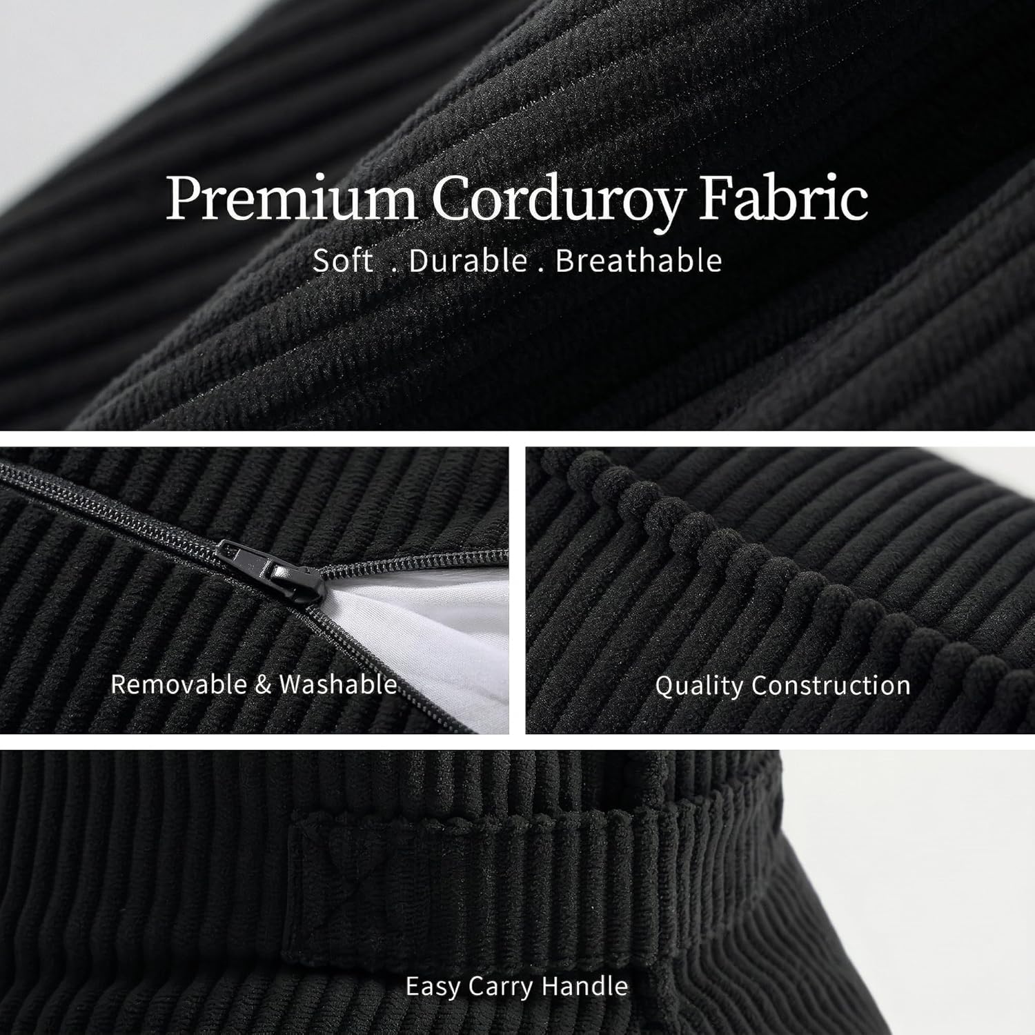 Ailuteie Pat. Pend. Corduroy Lumbar Support Pillow for Sitting, Triangle Cushion for Sofa, Couch or Bed, Reading Pillow for Gaming, Watchin…