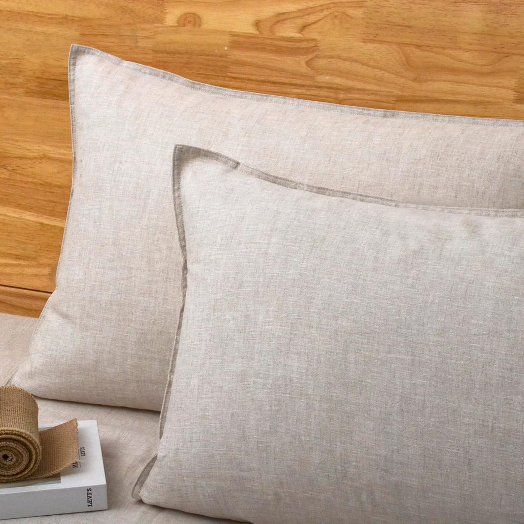 Chuffed 100% French Linen Pillow Cases Queen Size Set of 2, Stone Washed Flax Pillow Shams with Zipper Closure - Breathable & Cooling for H…