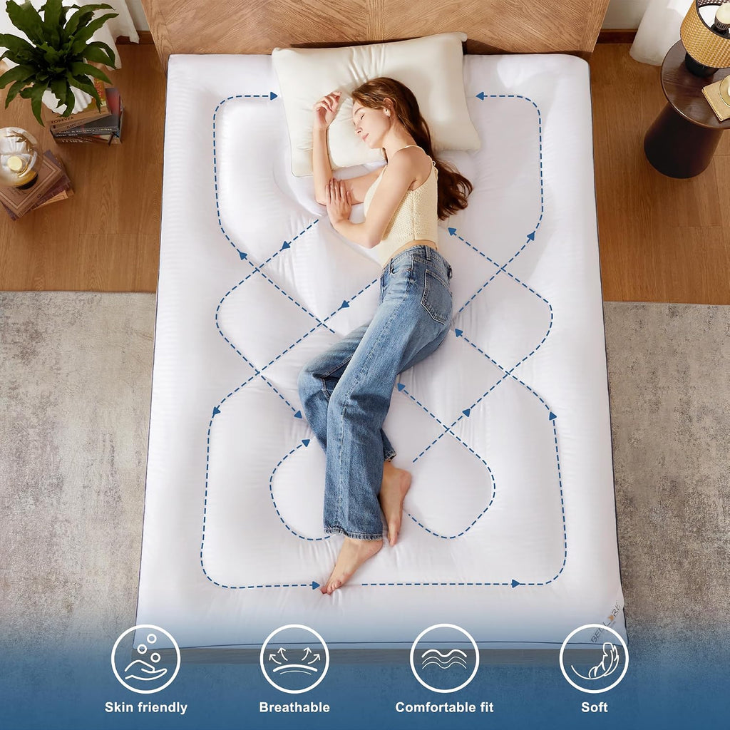 Bedlore Twin XL Mattress Topper, Thick Pillow Top Pad for Back, Cooling Soft Mattress Cover with Deep Pockets 6-15 inch 15 inch White