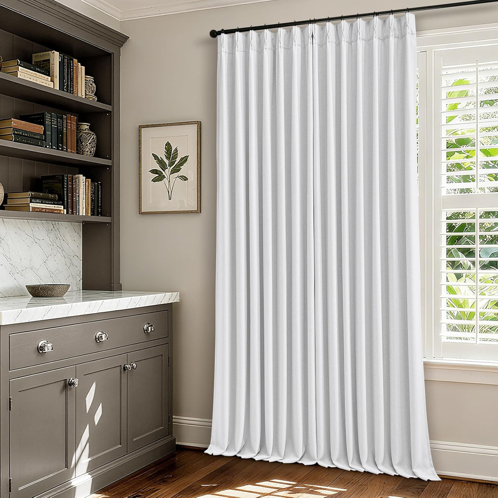 Twodrapes Pinch Pleated Blackout Curtains 102 Inches Long for Bedroom 100% Black Out Thick Linen Dual Layer Pinch Pleat Drapes with Back Ta…