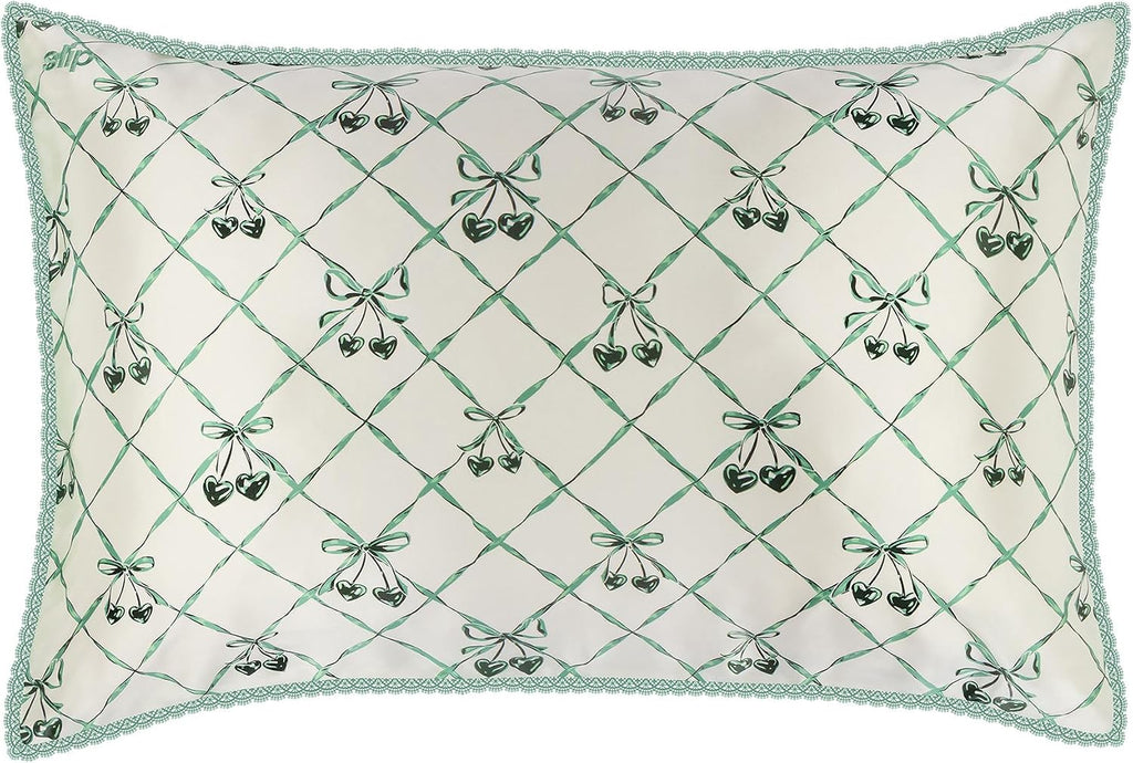 slip Queen Silk Pillowcase – Wintergreen Limited Edition with Lace Trim – 100% Pure Mulberry SlipsilkTM – Anti-Aging, Anti-Frizz…