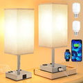 aooshine Gray Set of 2 Touch Lamps with USB Port Nightstand Lamp with USB-C+A Charge Ports & AC Outlets, 3-Way Dimmable Bedside Lamp…