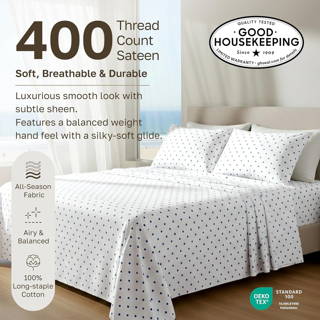 CaliforniaDesignDen California Design Den Soft 100% Cotton Twin Sheet Set, 400 Thread Count Good Housekeeping Award Winner, Smooth Sateen F…