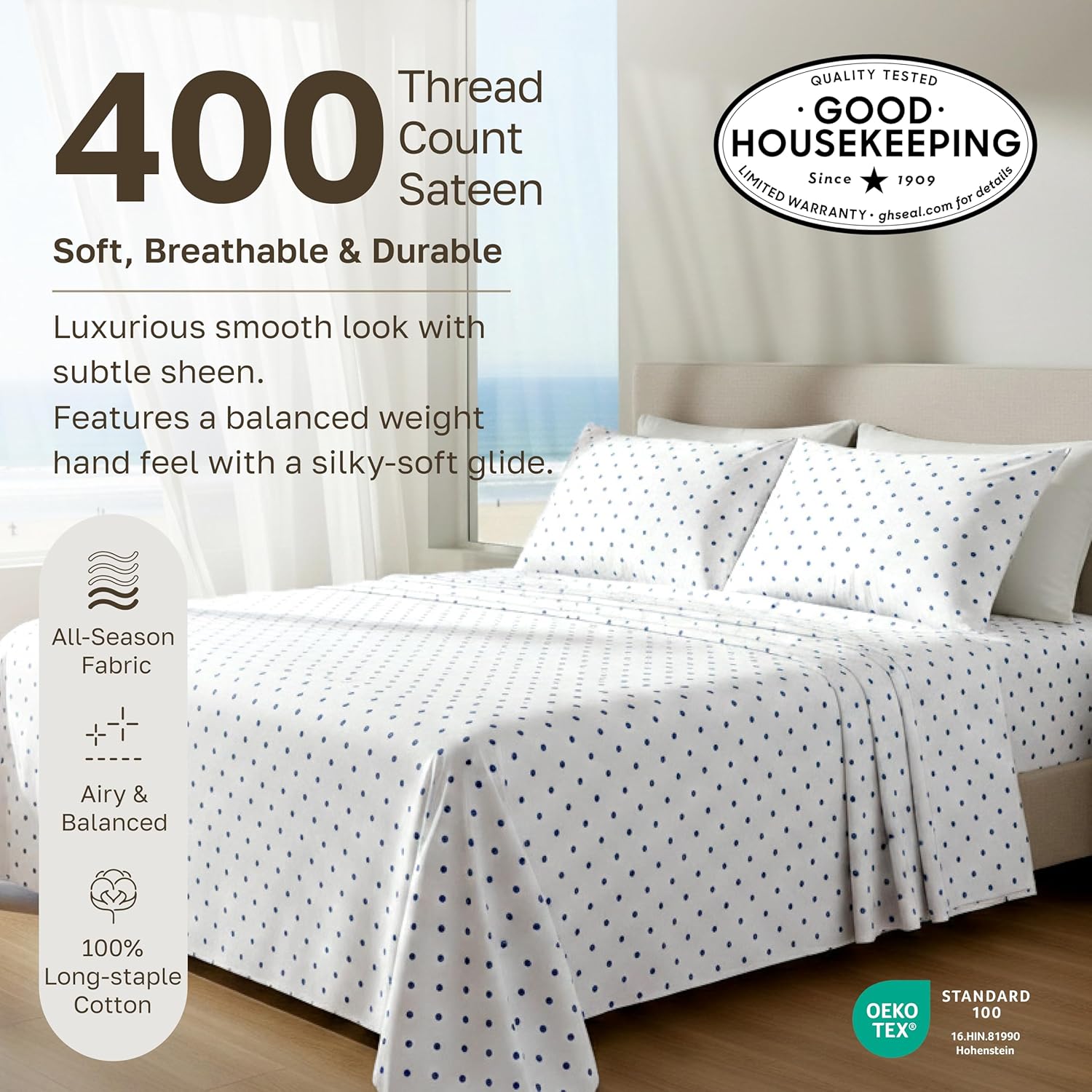 CaliforniaDesignDen California Design Den Soft 100% Cotton Twin XL Sheet Set, 400 Thread Count Good Housekeeping Award Winner, Smooth Satee…