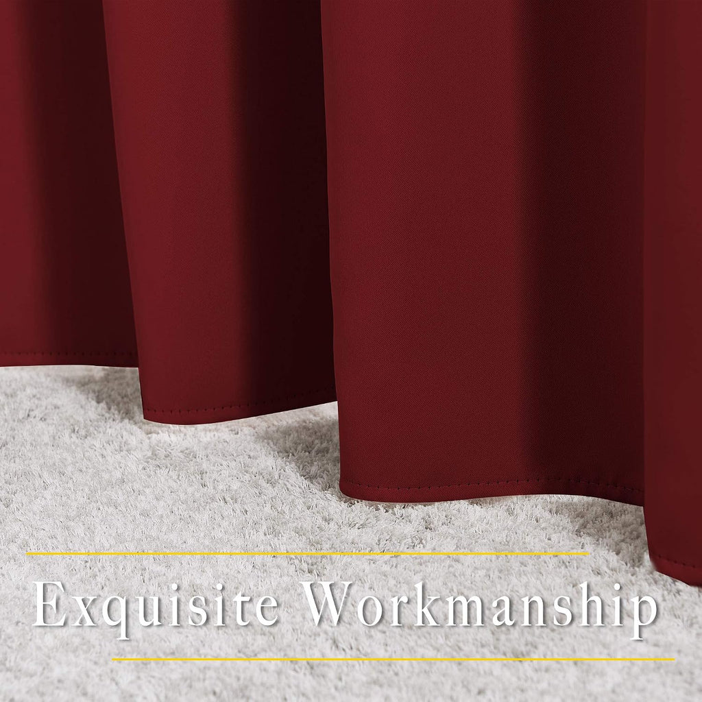 Nicetown Extra Long Blackout Drapes - (52 inches by 120 inches, Burgundy Red, Set of 2) Window Treatment Light Blocking Privacy Curtain Pan…