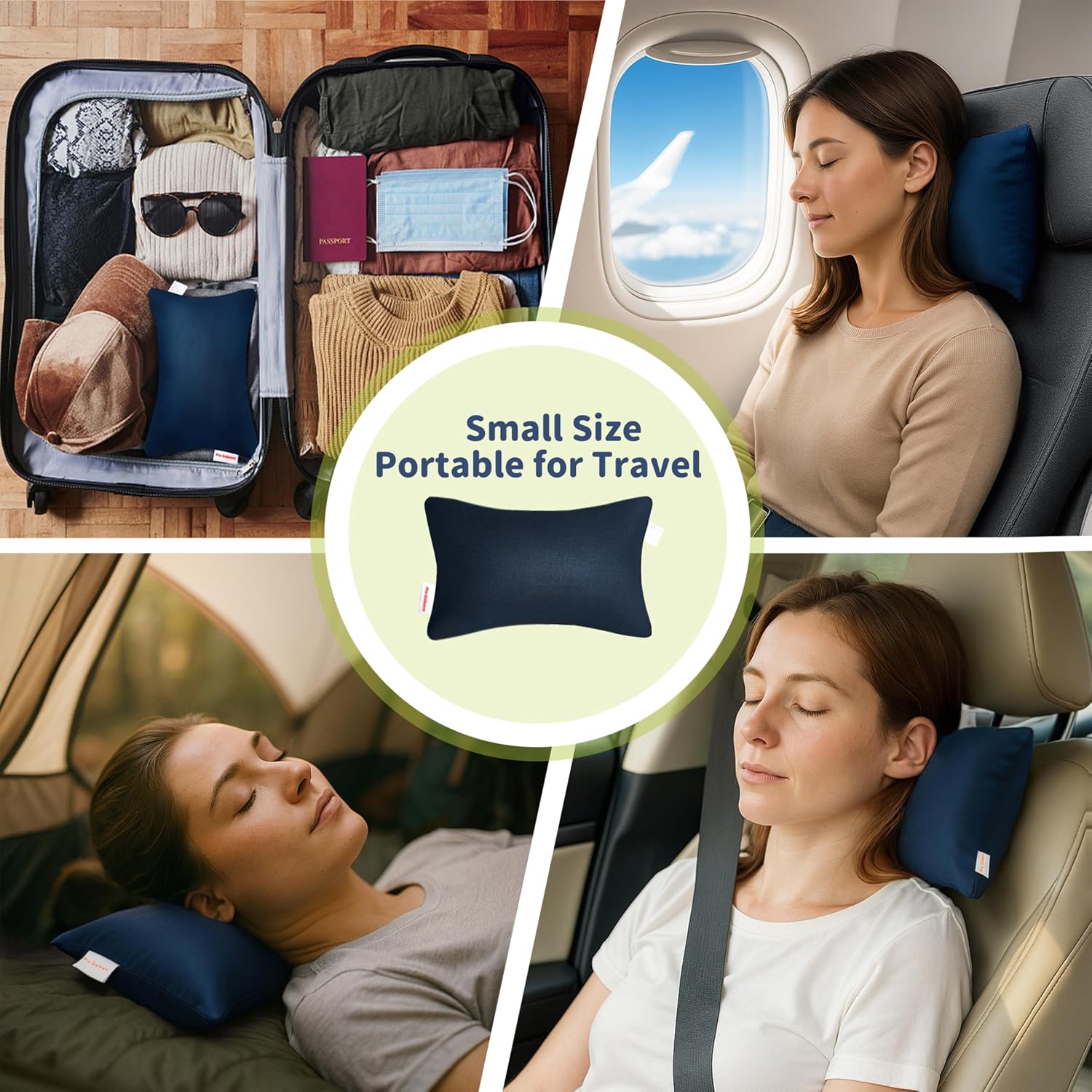 Pro Goleem Small Pillow 11"x7"x2.5" for Travel and Camping with Name Tag Mini Tiny Pillow for Room Couch Sofa Chair and Outdoor Car Air…