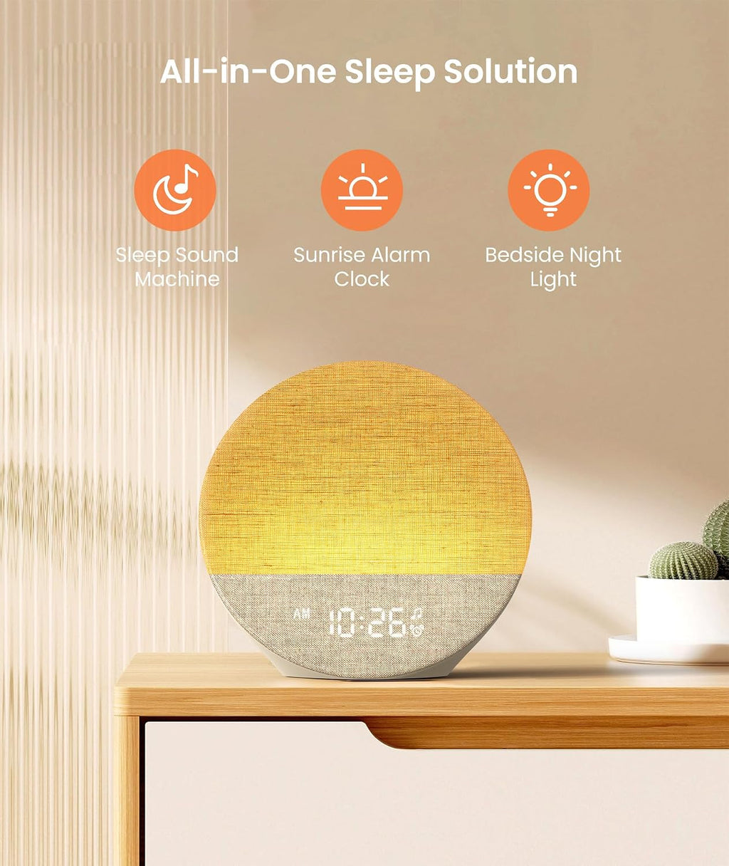 Dreamegg Sunrise 1 - Sunrise Alarm Clock, Sound Machine for Sleep, Customizable Sleep Routines, Dimmable Night Light, 29 Soothing Sounds…