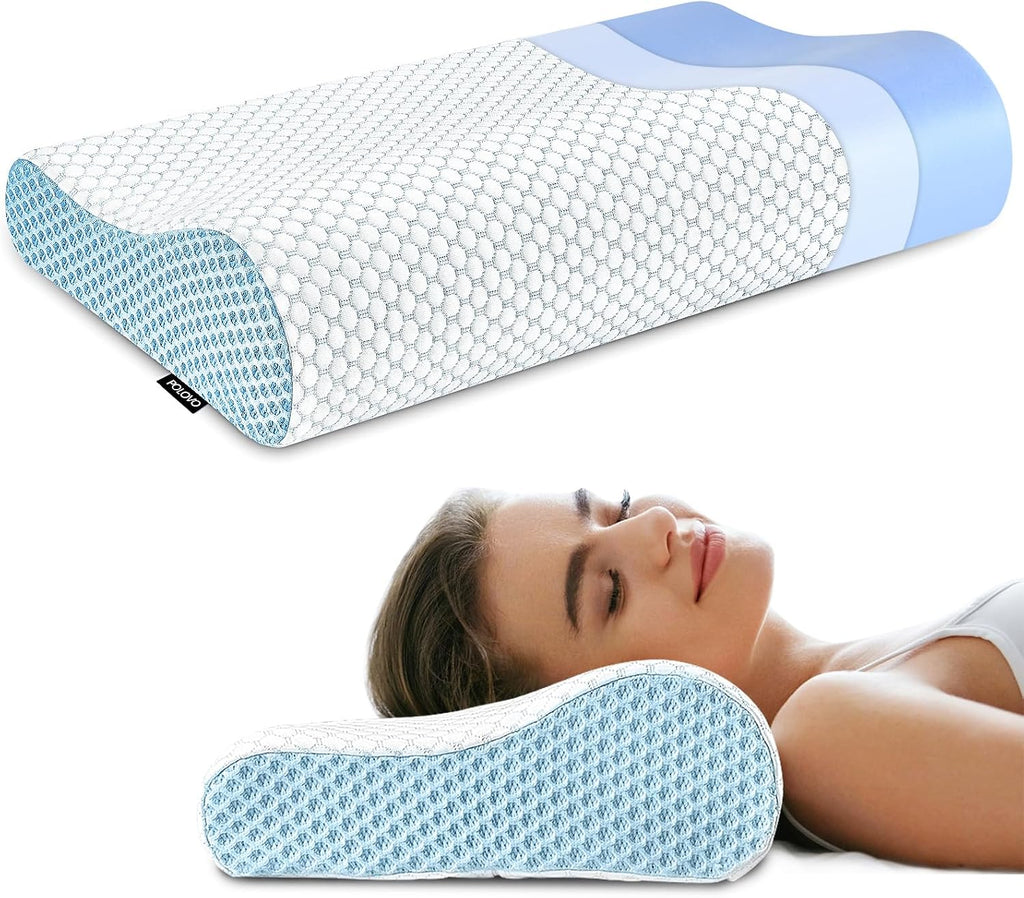Polovo Neck Pillow Contour Memory Foam Pillows for Bed Pillow for Sleeping, Ergonomic Pillow for Neck and Shoulder Pain, Orthopedic Cervica…