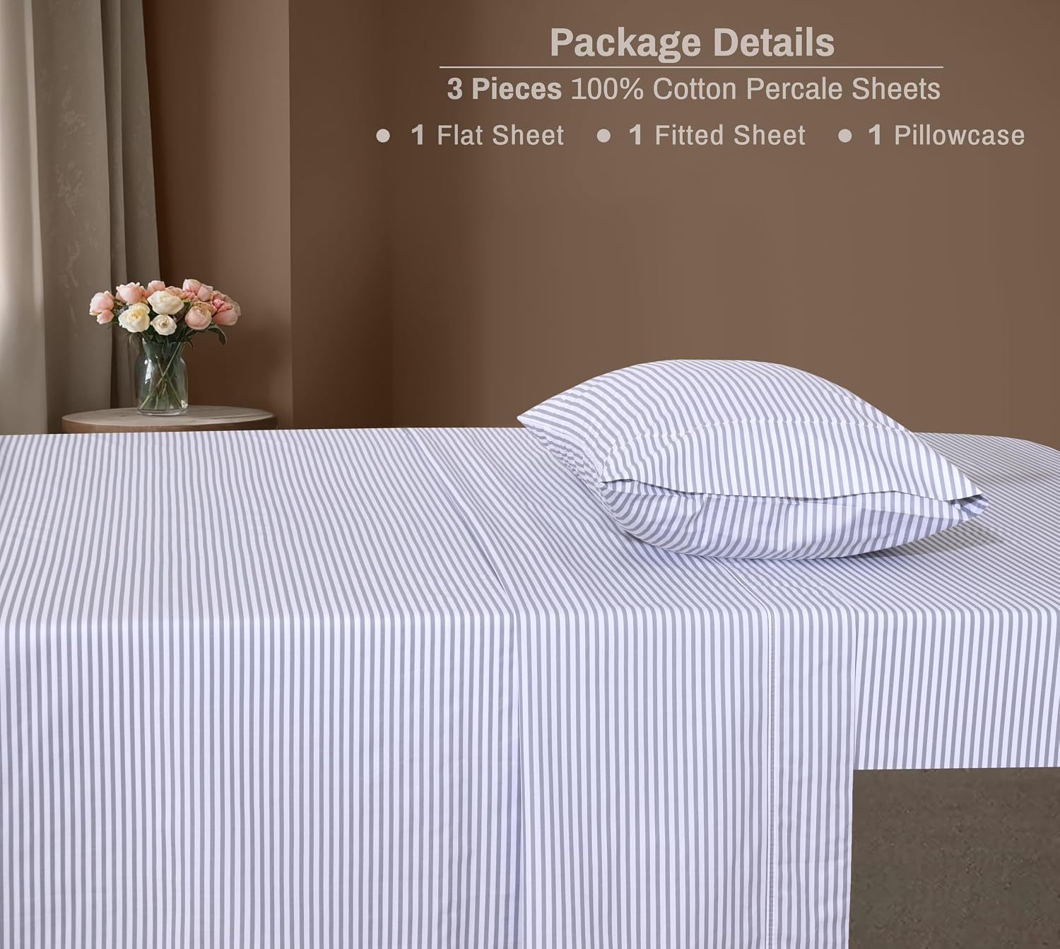 Zoyer 100% Cotton Sheets – Twin XL Size Percale Bedding, Cooling & Breathable, Durable with a Crisp, Soft & Comfortable Feel, 16" Deep Pock…