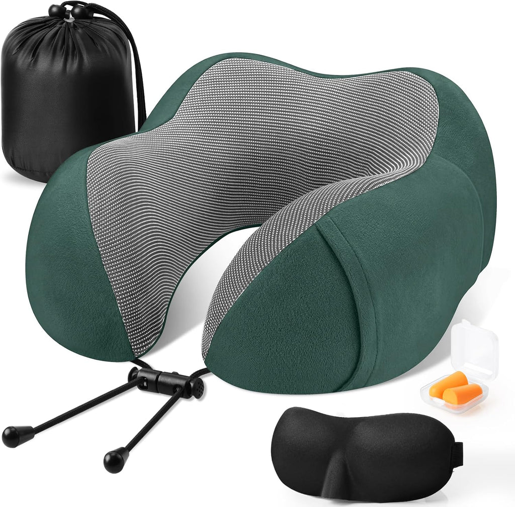 CloudBliss Travel Pillow Premium Memory Foam, Comfortable & Supportive Neck Pillow, Sleeping Neck Pillows for Travel, Airplane Pillow for…