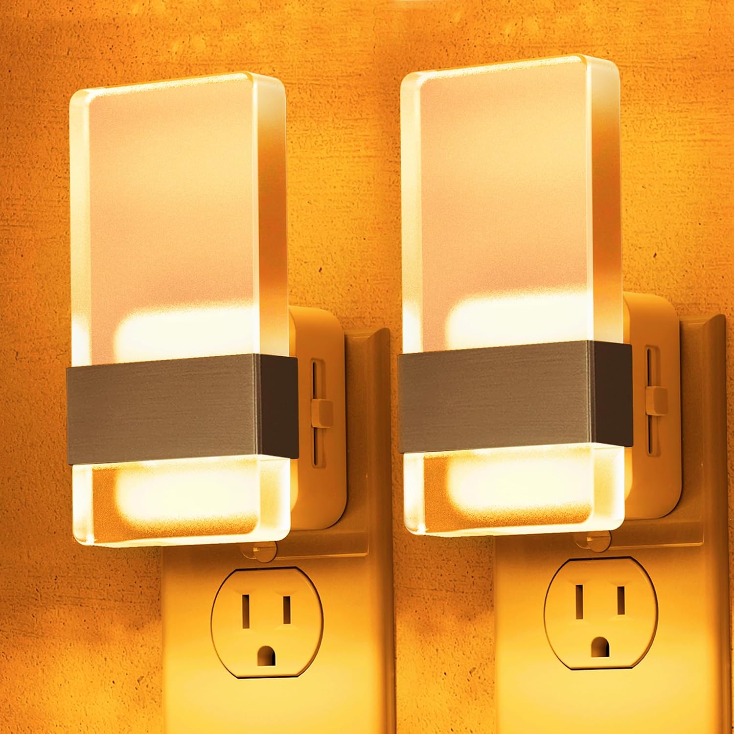 L LOHAS LED Night Light, Amber Night Lights Plug Into Wall, 2 Pack Dusk-to-Dawn Sensor Decorative Night Light, 0-100LM Dimmable…