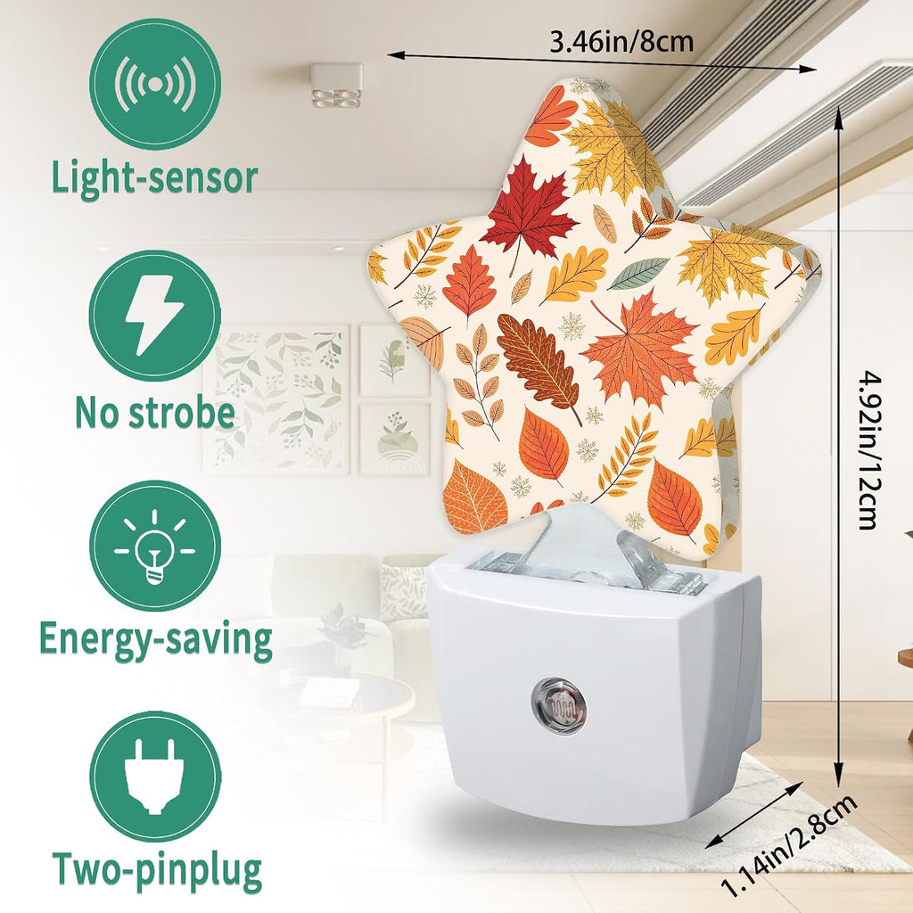 Star Night Light Plug in, Maple Leaves Dusk to Dawn Sensor Night Light, Soft Glow Lamp for Kids Bedroom Nursery Hallway Bathroom, Energy…