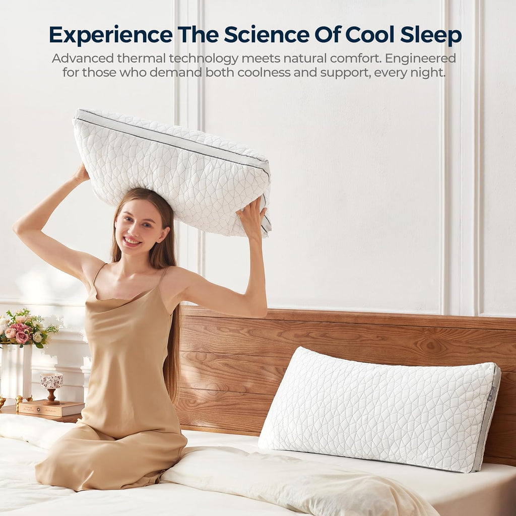 RainmrBedding Rainmr Shredded Memory Foam Cooling Pillow for Sleeping, 20" x 36" King Size Pillow with Dual-Side Pillowcase - Cool & Bamboo…