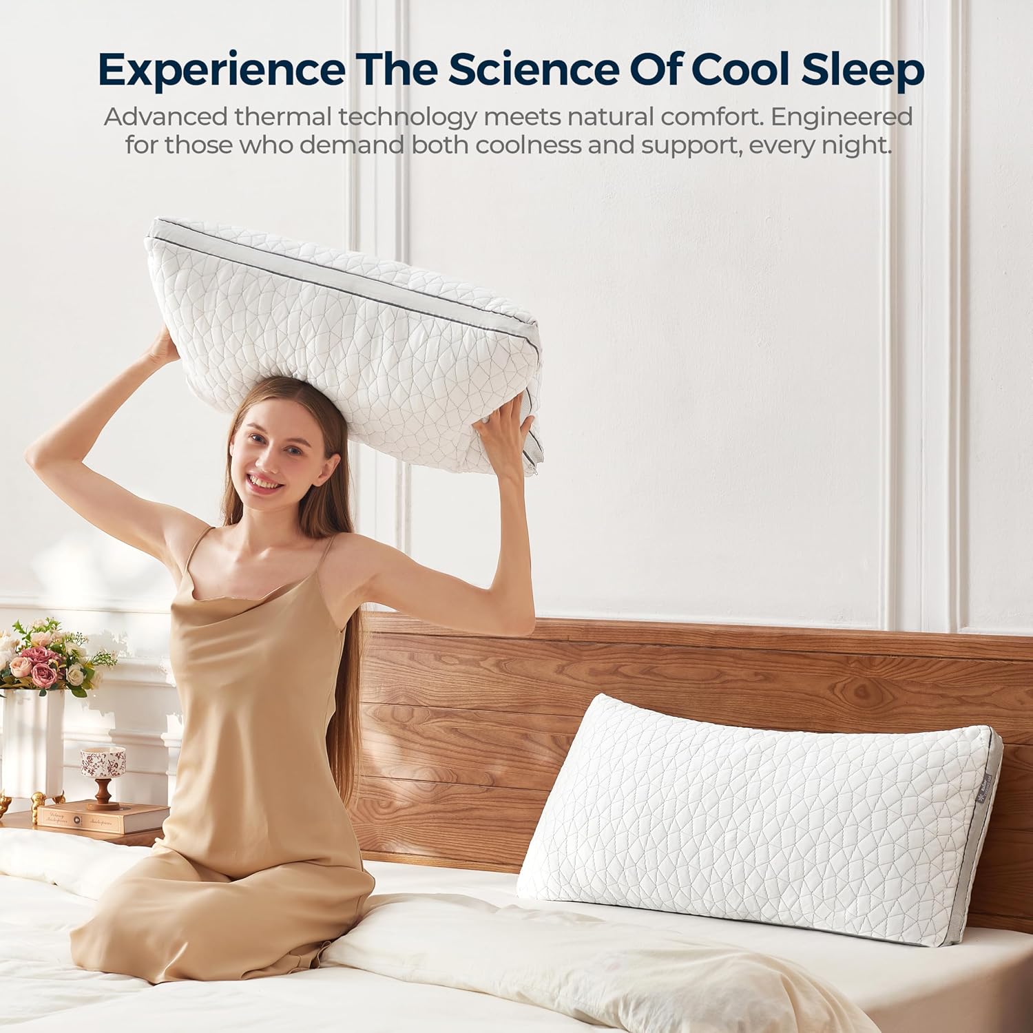 RainmrBedding Rainmr Shredded Memory Foam Cooling Pillow for Sleeping, 20" x 36" King Size Pillow with Dual-Side Pillowcase - Cool & Bamboo…