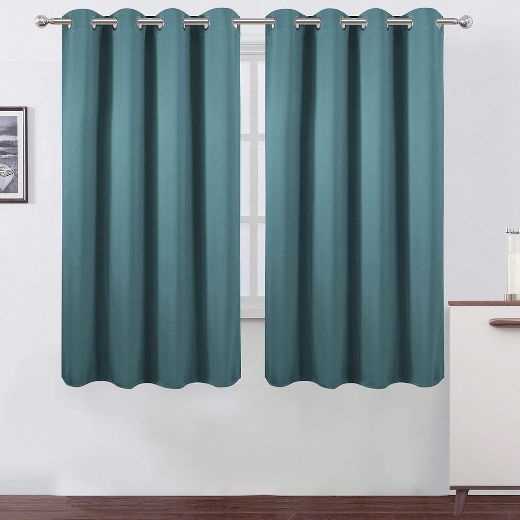 Lemomo Sea Teal Thermal Blackout Curtains/52 x 72 Inch/Set of 2 Panels Room Darkening Curtains 72 Inch silver