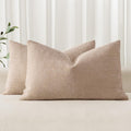 MIULEE Textured Pillow Covers 20x12 Inch Pack of 2, Irish Cream Soft Thick Solid Lumbar Decorative Chenille Throw Pillows Neutral…