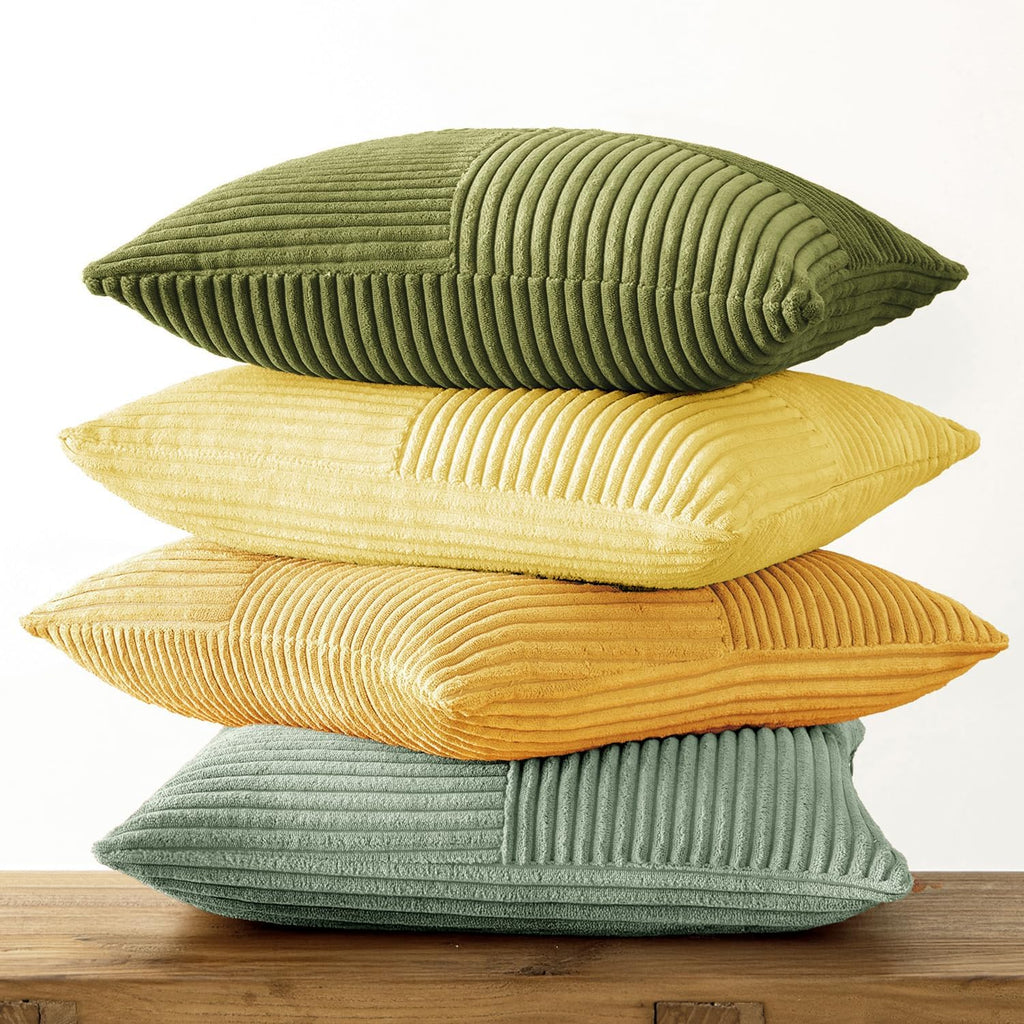 Miulee Boho Farmhouse Spring Decorative Throw Pillow Covers 20x20 Inch 4 Packs Soft Vintage Pillow Cases Modern Corduroy Patchwork Cushion…