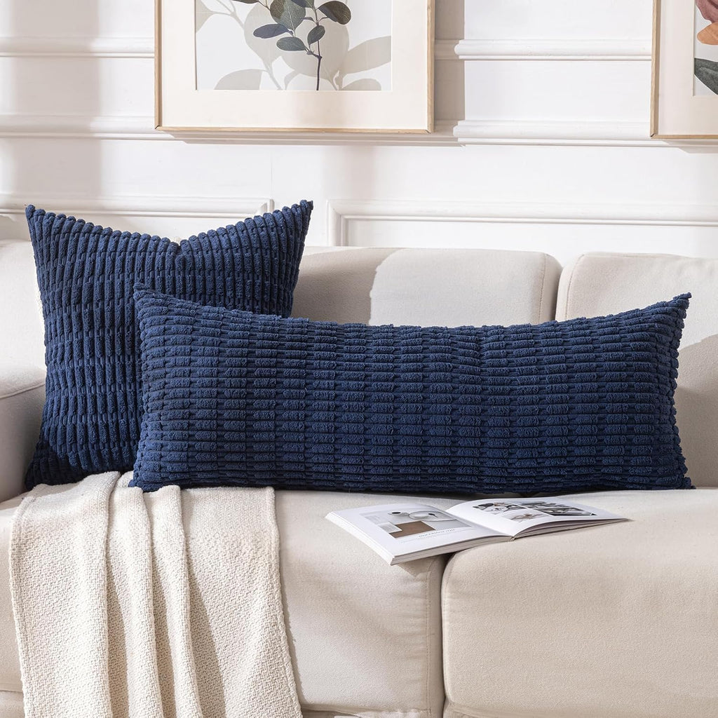 Fancy Homi Decorative Throw Pillow Covers for Bed Couch Bedroom Bench, Soft Corduroy Solid Pillow Case, Rustic Farmhouse Boho Room…