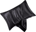 HommxJF Black Satin Pillowcase Standard Set of 2 with Envelope Closure, Black Silk Pillowcase for Hair and Skin (20x26) Black