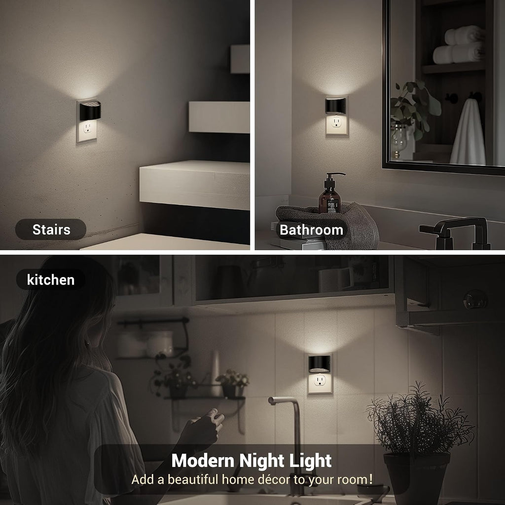 JandCase Night Light, Automatic Night Lights Plug into Wall,2 Pack Dusk to Dawn Sensor Nightlight, 5000K Brightness Adjustable Nightlight f…