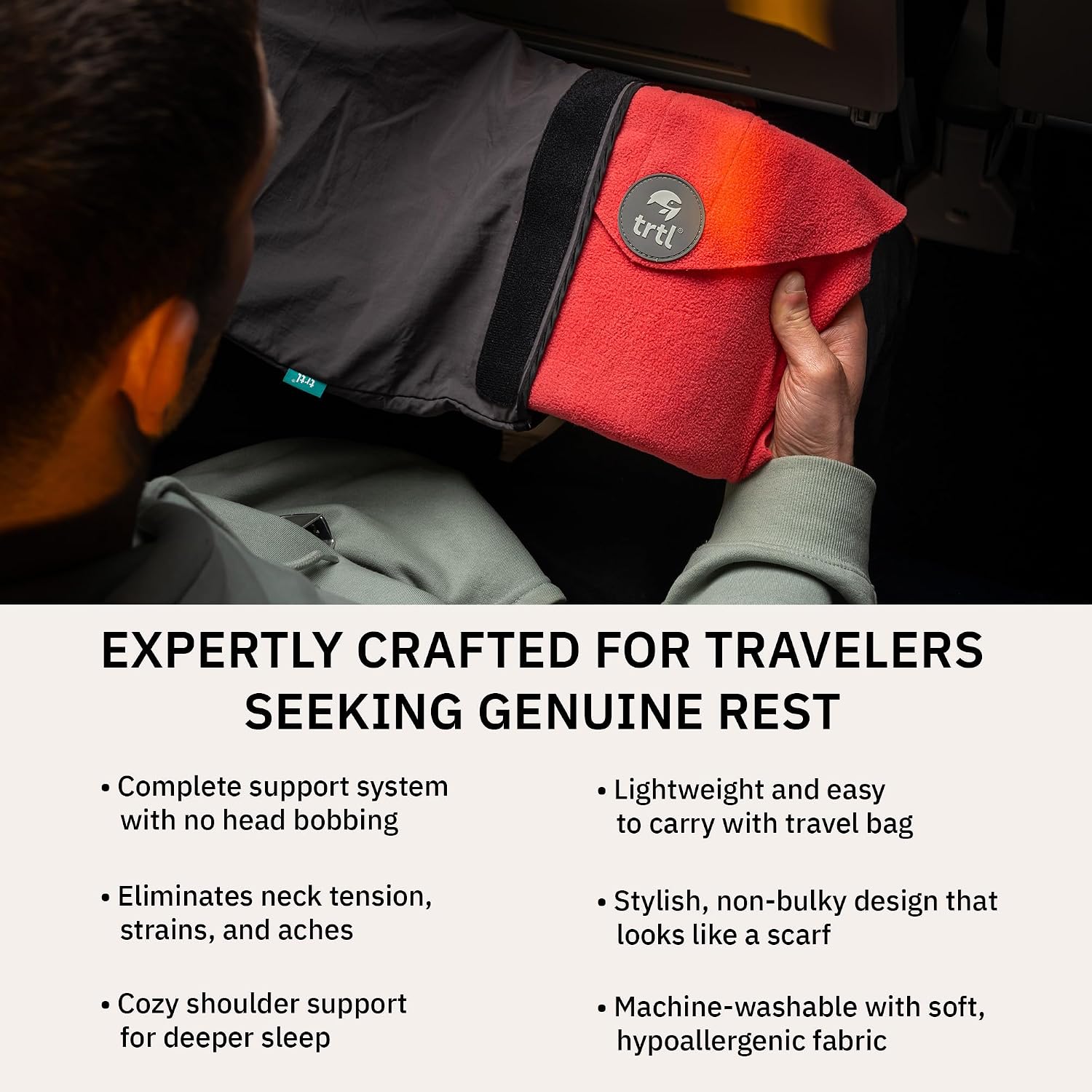 Trtl Pillow - designed for everyday use, Super Soft Neck Support Travel Pillow for Airplanes - Lightweight and Machine Washable…