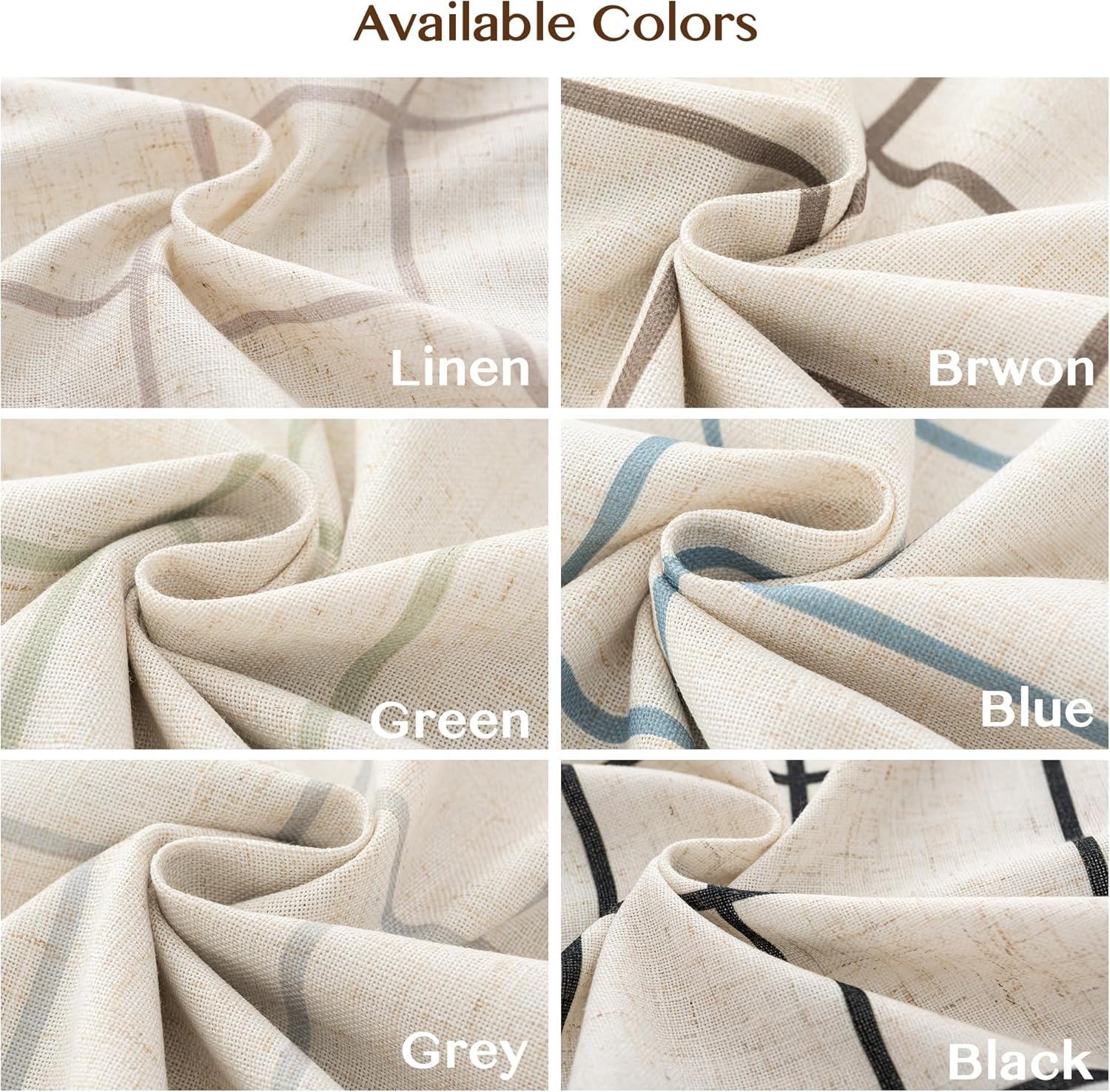 Threegirlshome THREE GIRLS Pinch Pleated Plaid Curtains Blackout Linen Gingham Brown Curtains for Living Room, Bedroom Checkered 90 Inches L…