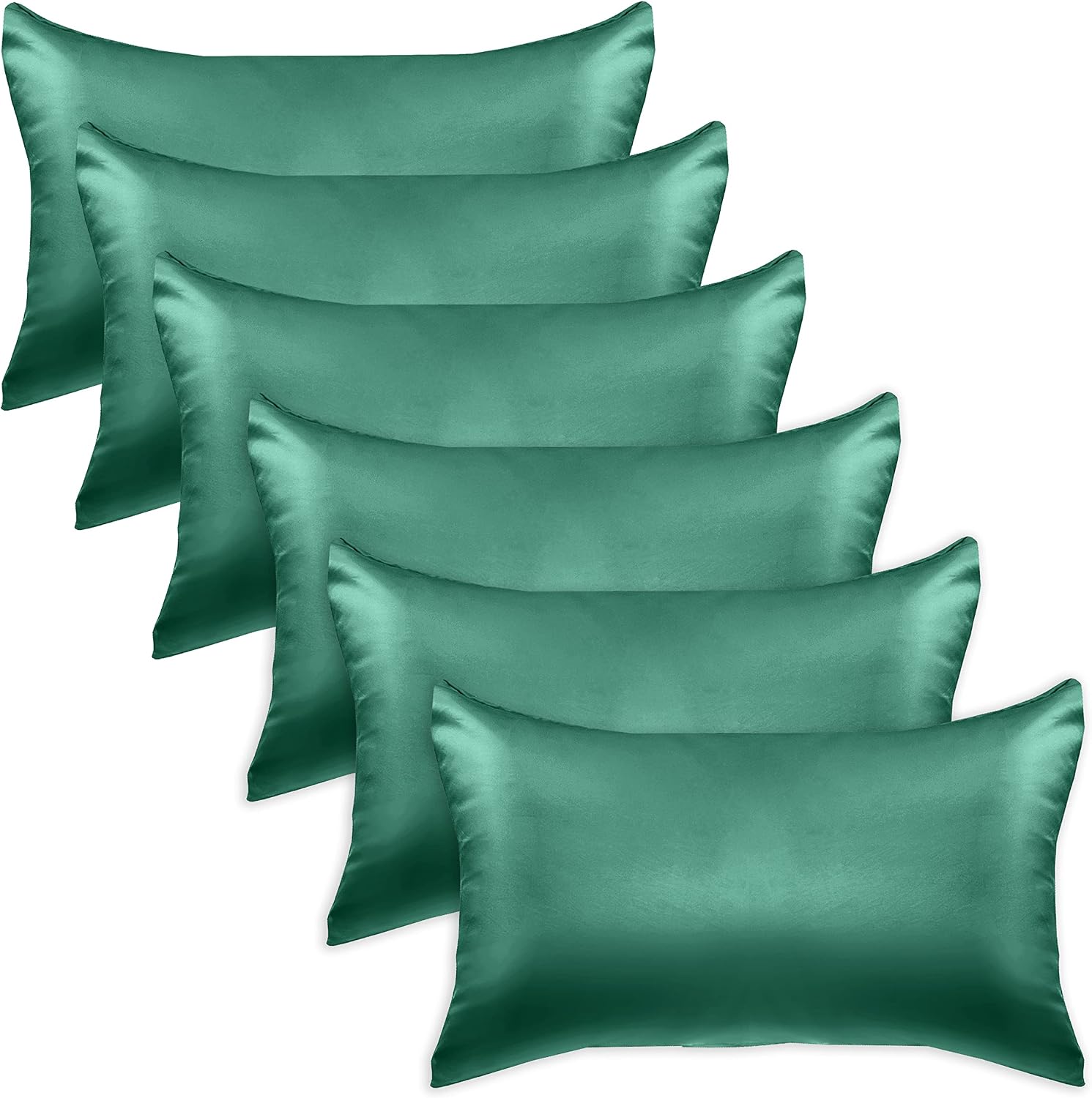 Elegantcomfort Elegant Comfort 6-Pack Cooling Viscose Satin Pillowcase Set with Hidden Zipper Closure, Silky Smooth for Hair and fabric…