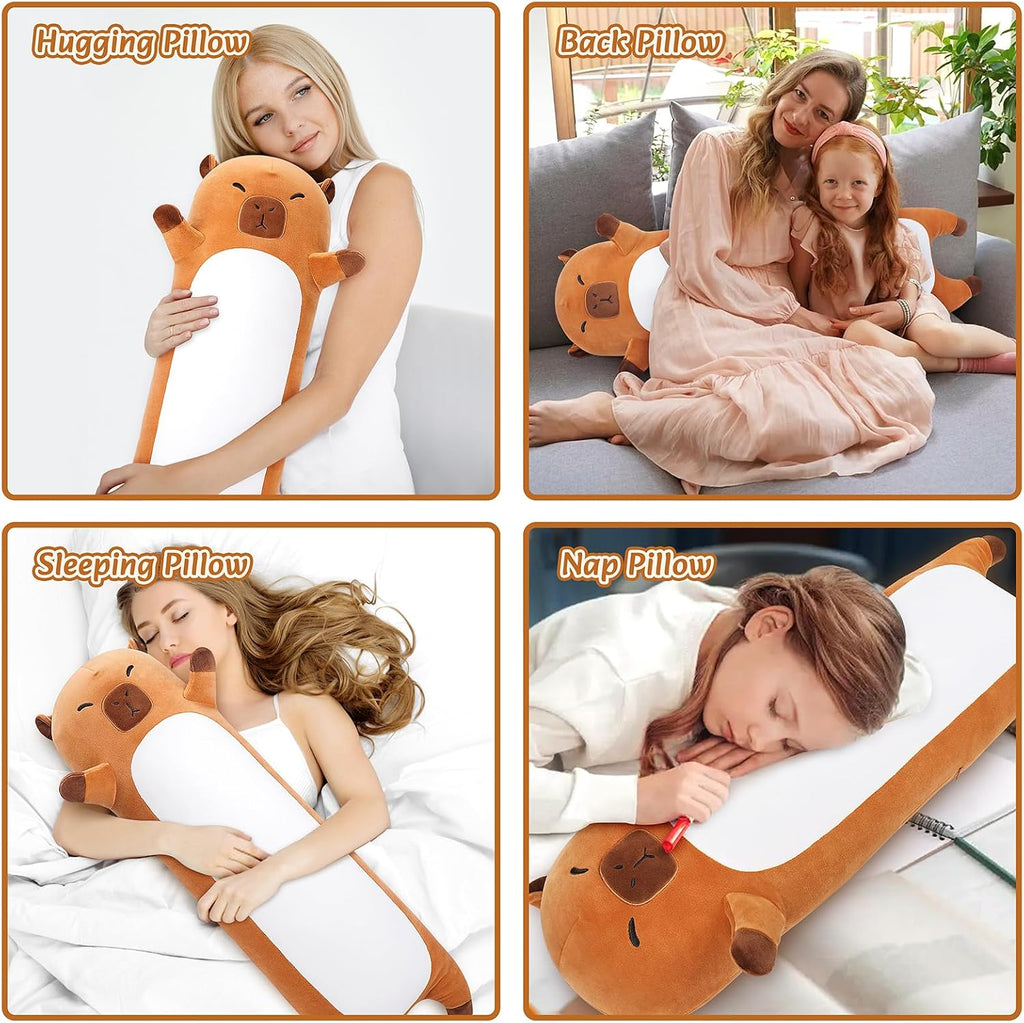 Large Capybara Stuffed Animal,33.5” Long Capybara Plush, Cute Plushies Animal Body Pillow, Kawaii Big Plush Toy Animals Gifts, Animals…