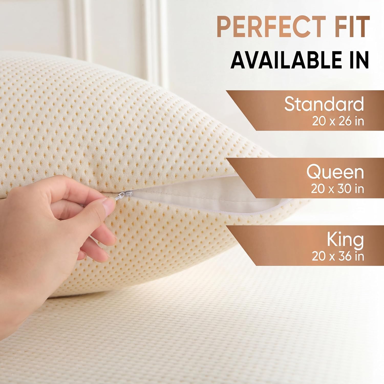 2-Pack Deluxe Cooling Organic Pillow Protectors Queen Size - Waterproof Zippered Encasements - Crisp, Breathable Organic Cotton Surface…