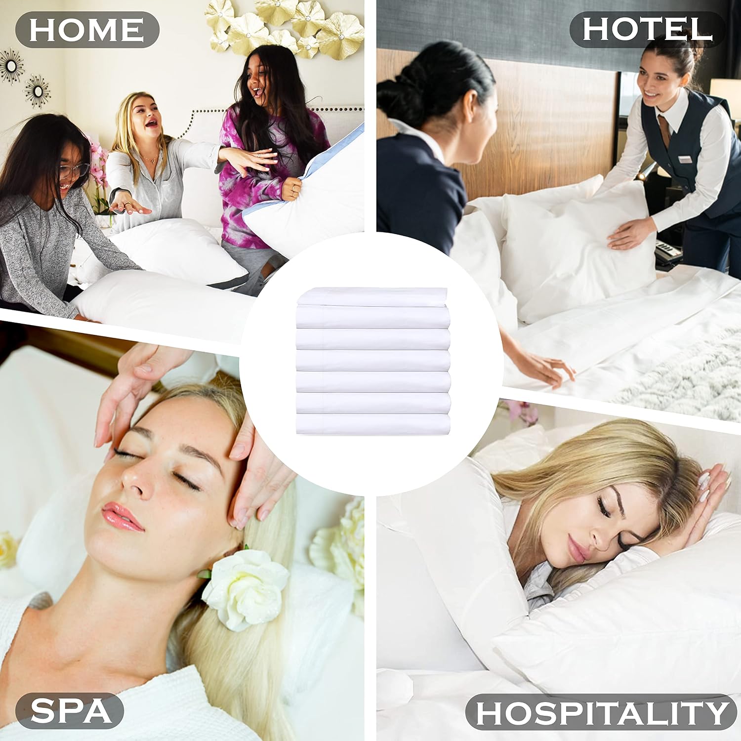 Goldtextiles Twin Flat Sheet Pack of 12 Bulk (66 x 108 Inches) White Polycotton T-200 Percale Weave - Top Bed Sheet for Home Bedding, Hospi…
