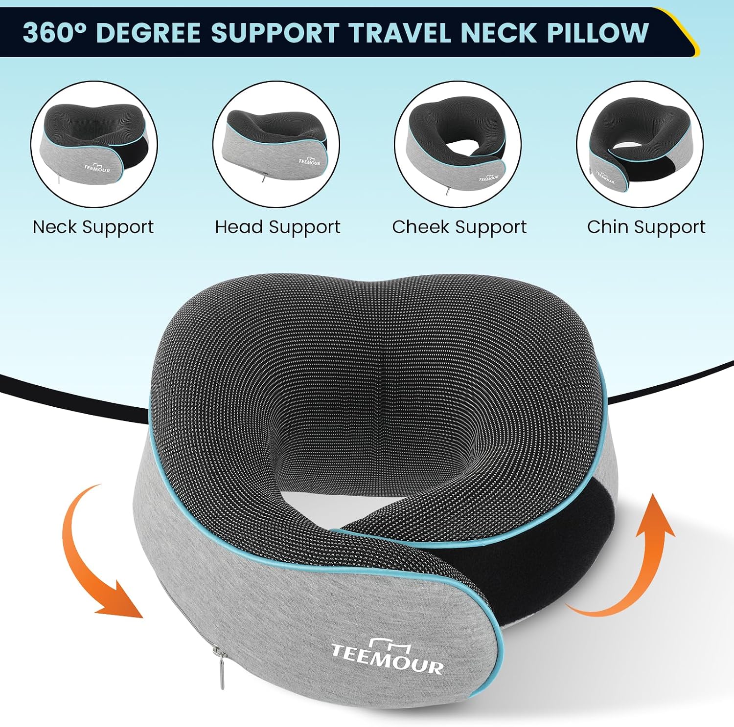 Travel Pillow-Neck Pillows for Airplanes, Memory Foam Travel Neck Pillow for Long Flights|Airport Travel Essentials 360° Support Gifts…