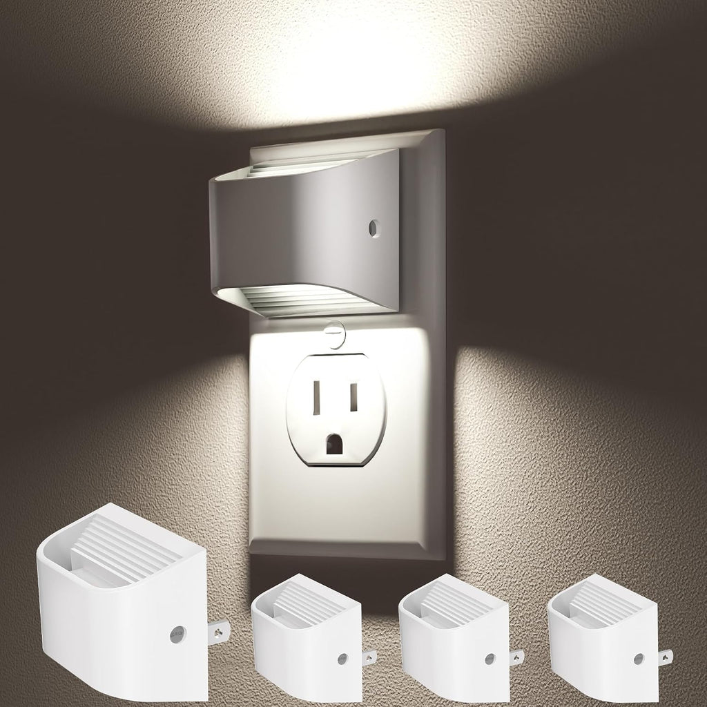 VOLISUN LED Night Light Cool White, 4 Pack Up and Down Night Lights Plug into Wall with Dusk to Dawn Light Sensor, 6000K Nightlight for…