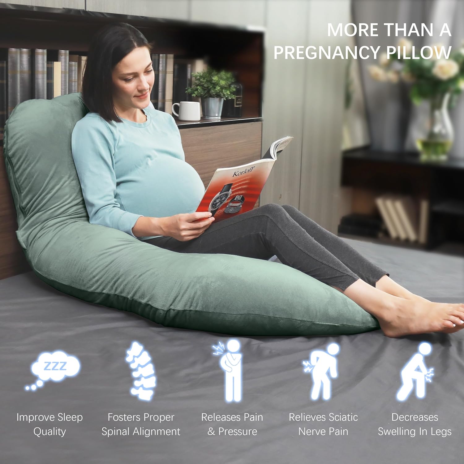 Moonpark MOON PARK Pregnancy Pillows for Sleeping - U Shaped Full Body Maternity Pillow with Removable Cover - Support for Back, Legs, Bell…