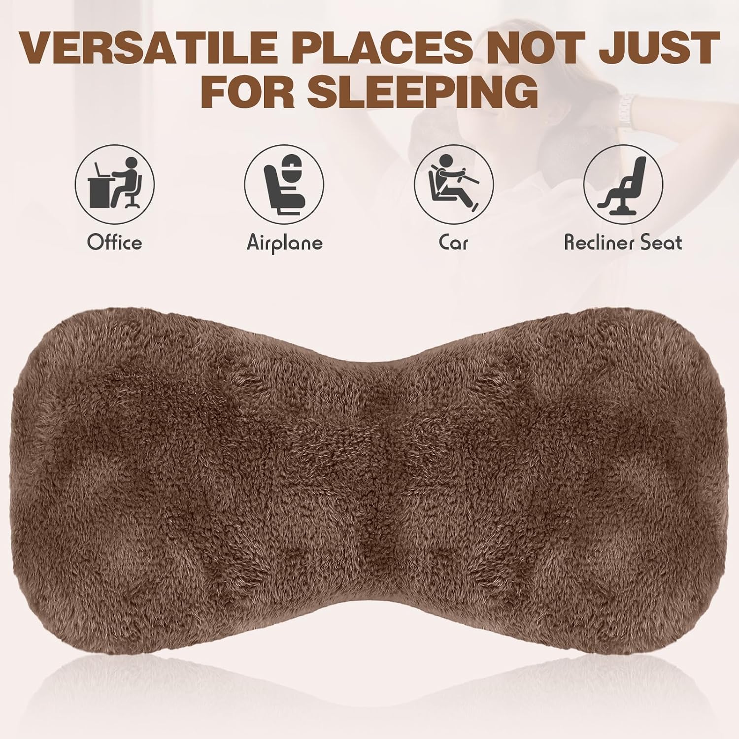 Colingmill 1 Pc Neck Pillow for Recliner Headrest Pillow Bone Shaped Chair Plush with Adjustable Strap Neck Support and Curve Head Cushion…