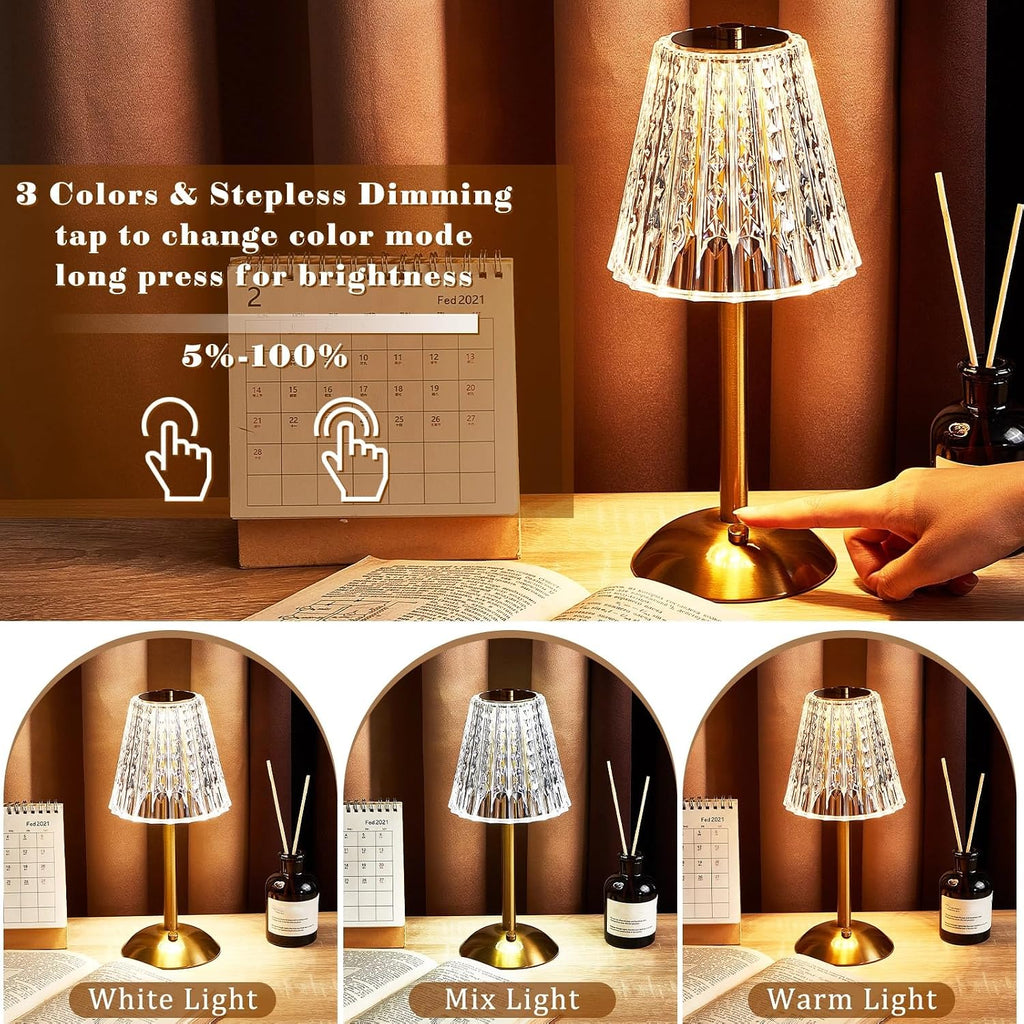 Liliful 1 Pcs Cordless Table Lamp Rechargeable Touch LED Small Gold Portable Battery Operated USB-c Desk Lamp 3 Color Dimmable for…