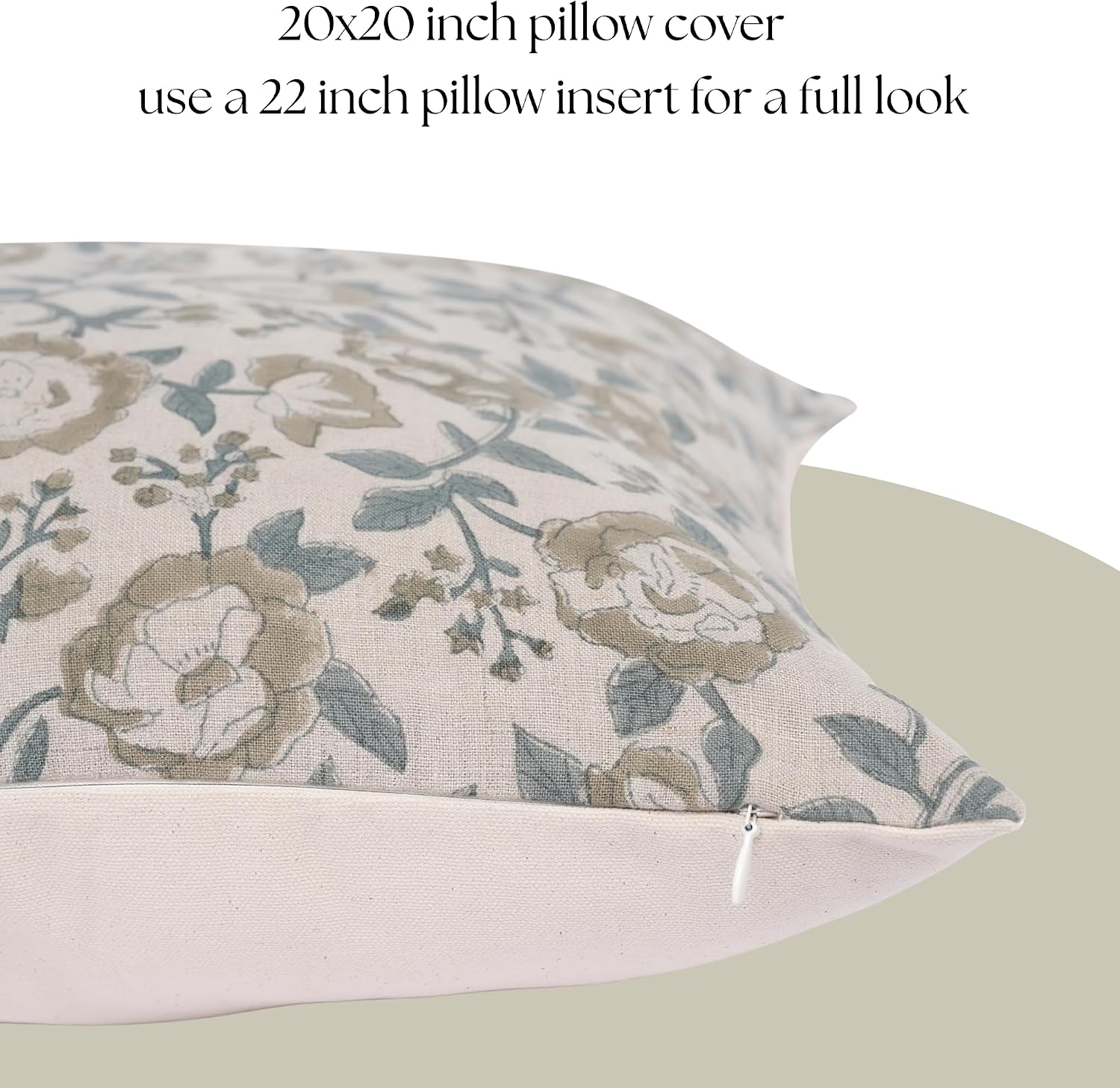 LineandLoop Linen Throw Pillow Covers 20x20 inch sage Green Spring Decorative Pillow Covers for Living Room, Bedroom 2 inches cotton Green
