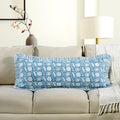 Cottonprintclub CPC Hand Block Print Blue Meadow Ruffle Sham Pillow Cover 36" x 14" inch Hidden Zipper Decorative Pillowcase for Couch, Bed…