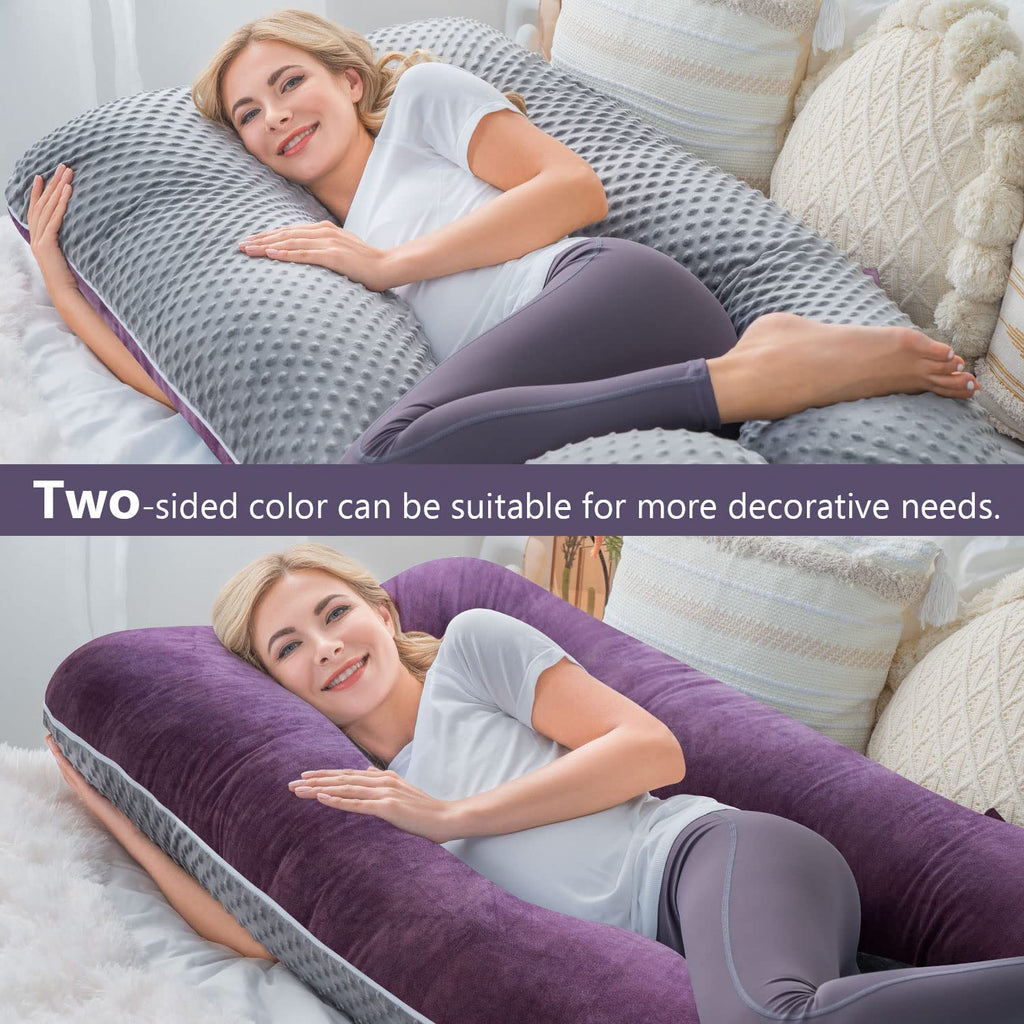 Meiz Pregnancy Pillow, Pregnancy Body Pillow, Pregnancy Pillows for Sleeping, Maternity Pillow for Pregnant Women with Velvet Cover, Grey &…