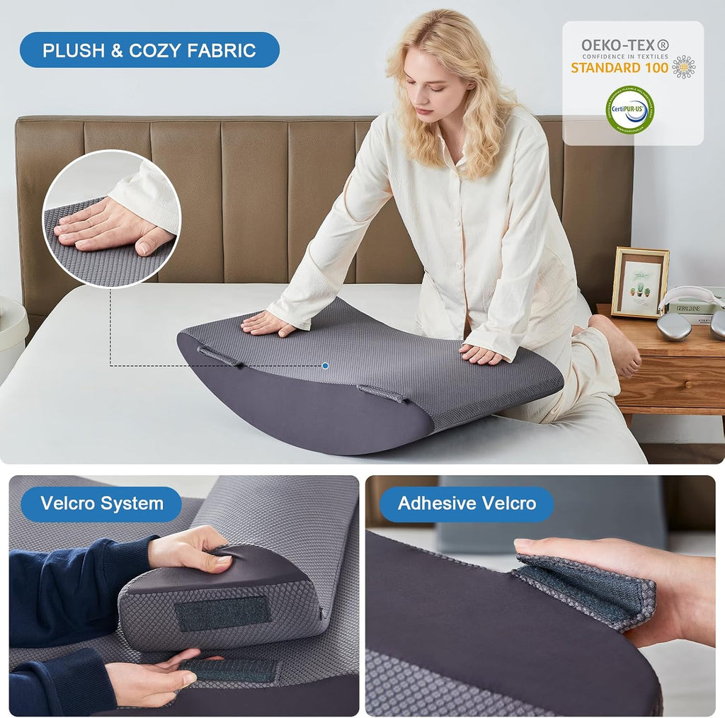 Paxato 4PCS Bed Wedge Pillow Set for After Surgery, Orthopedic Wedge Pillows for Sleeping, Back, Neck and Leg, Adjustable Memory Foam Supp…