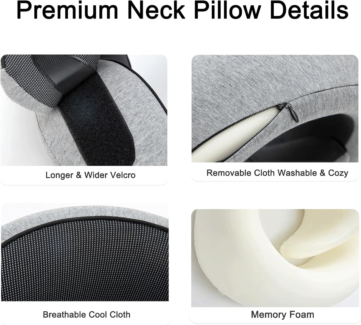 Neck Pillow for Traveling, Travel Neck Pillow for Airplanes, 100% Pure Memory Foam, 360° Support Stowable Pillows for Sleeping…