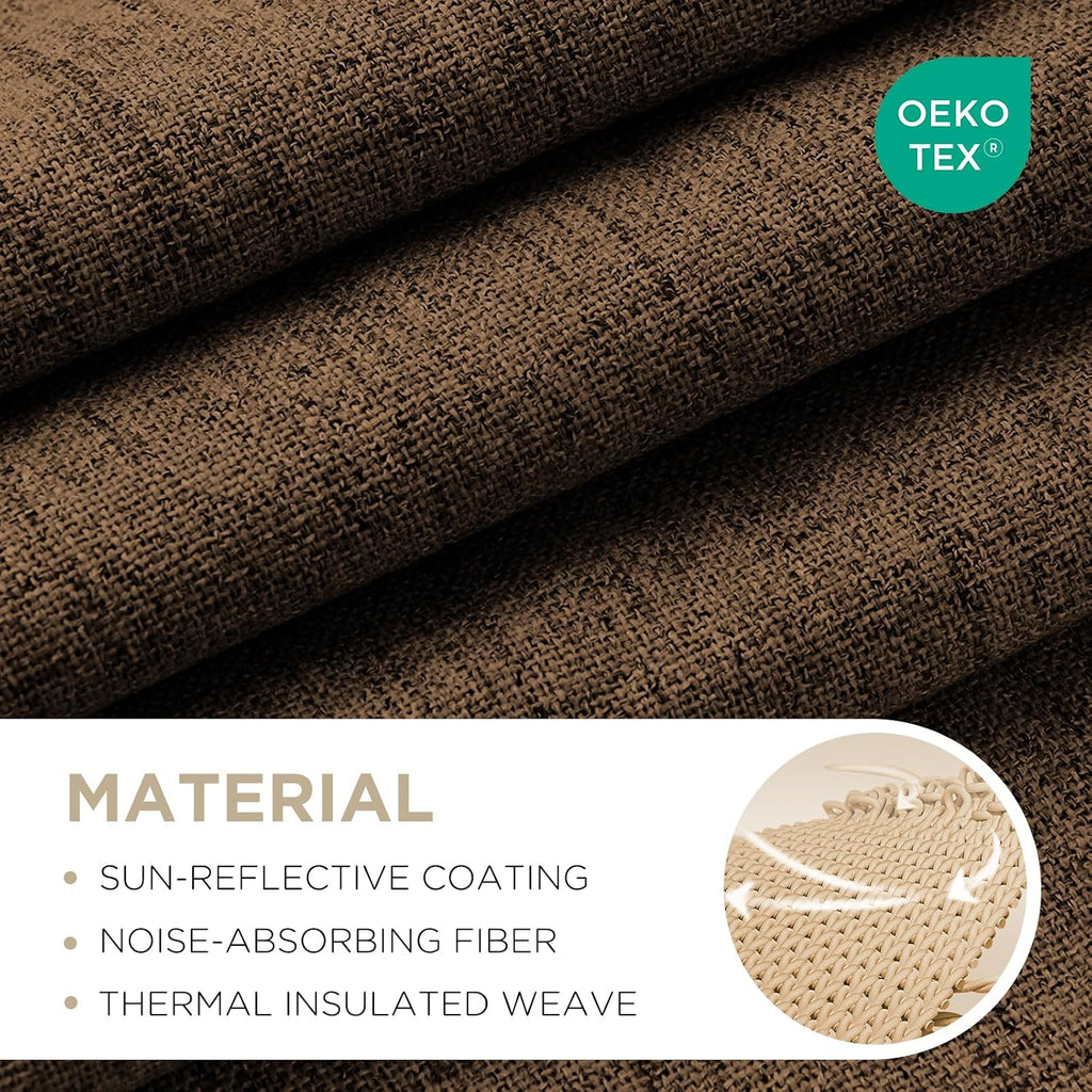 Joydeco Blackout Curtains for Bedroom - 100% Light Blocking 2 Panels Cappuccino Drapes 66" W x 84" L, Thermal Insulated Room Darkening Curt…