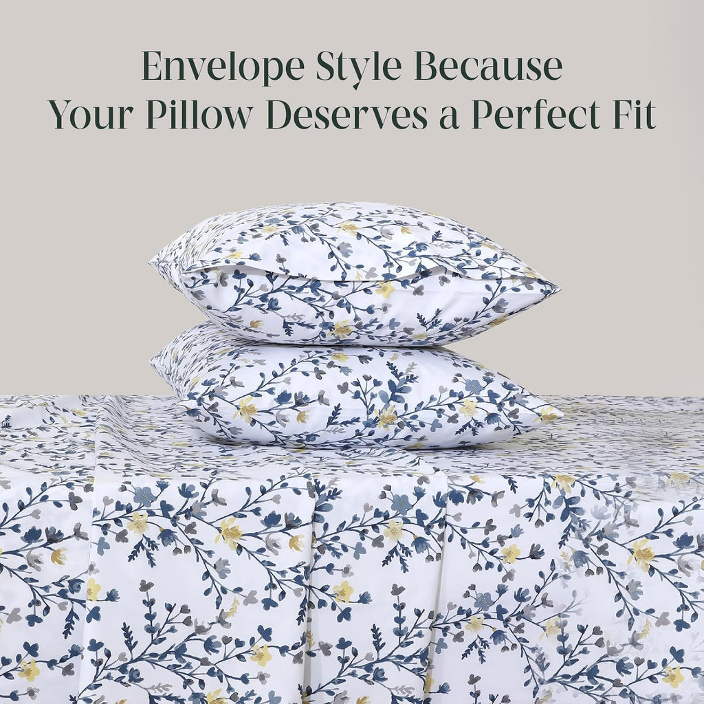 FEATHER & STITCH NEW YORK 100% Cotton 2 Piece Queen Pillowcases, 300TC Ultra-Soft Pillowcases with Envelope Closure, Wrinkle-Fade-Stain…