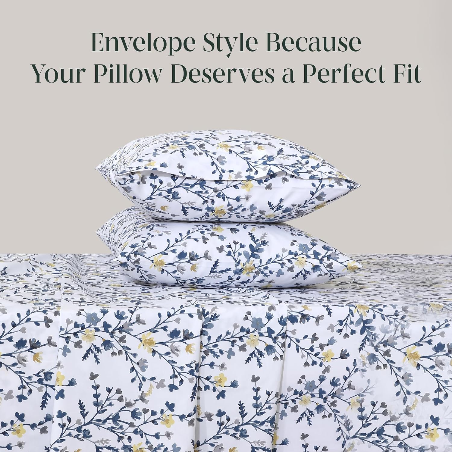 FEATHER & STITCH NEW YORK 100% Cotton 2 Piece King Pillow Cases, 300TC Ultra-Soft Pillowcases with Envelope Closure, Wrinkle- Fade- Stain…