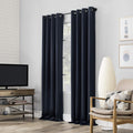 Sun Zero Nordic 2-pack Theater Grade Extreme 100% Blackout Grommet Curtain Panel Pair, 52" x 84", Navy Blue