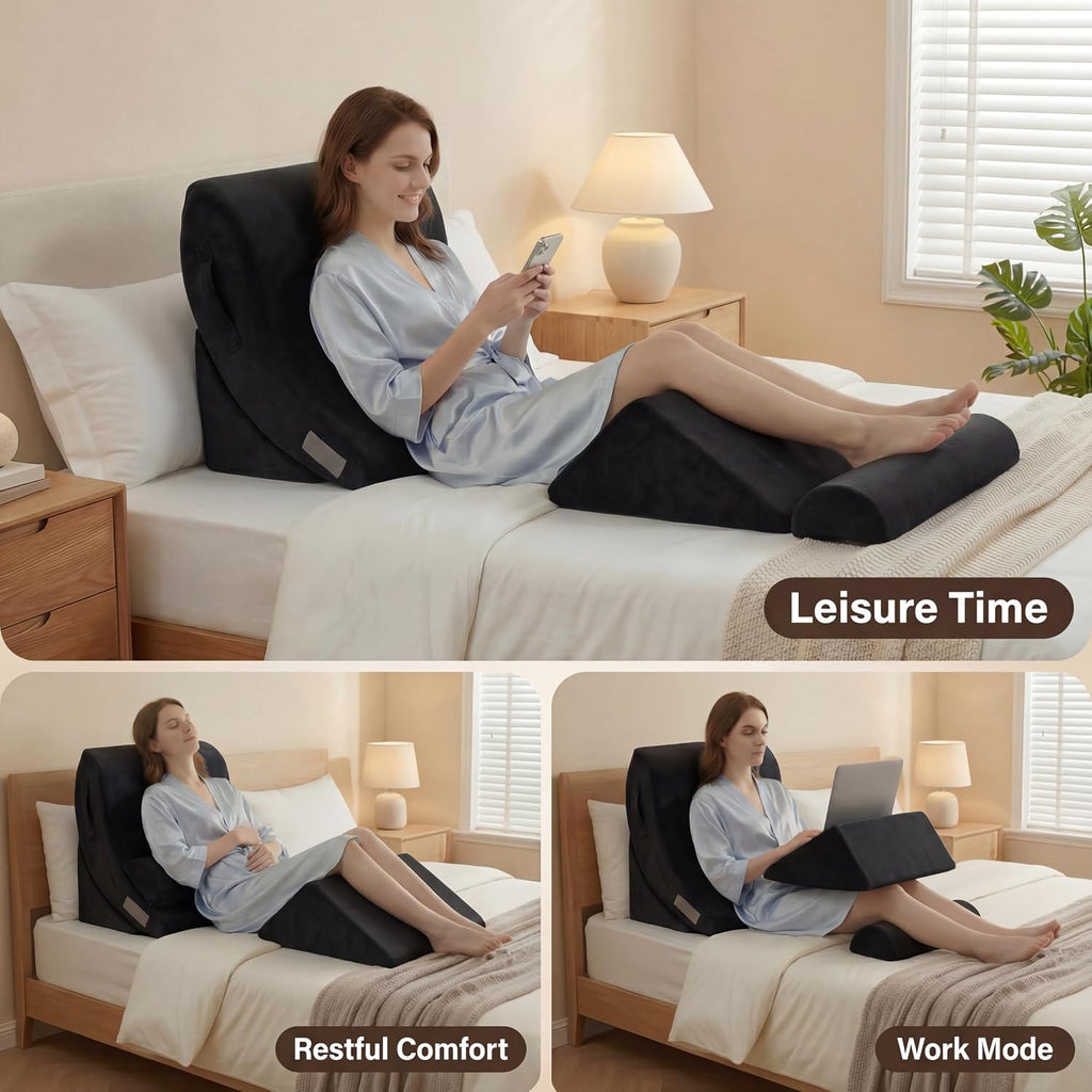 Axelrod 4PCS Orthopedic Bed Wedge Pillow Set, Post Surgery Foam for Back, Neck and Leg Comfortable & Adjustable Pillows- Anti Snoring, Hear…